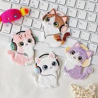 Parches Bordados De Gatos Cartoon Divertidos Con Auriculares 4 Unidades Decoración De Ropa Aplicaciones De Bordado Tamaño 6x4.5cm - details 0