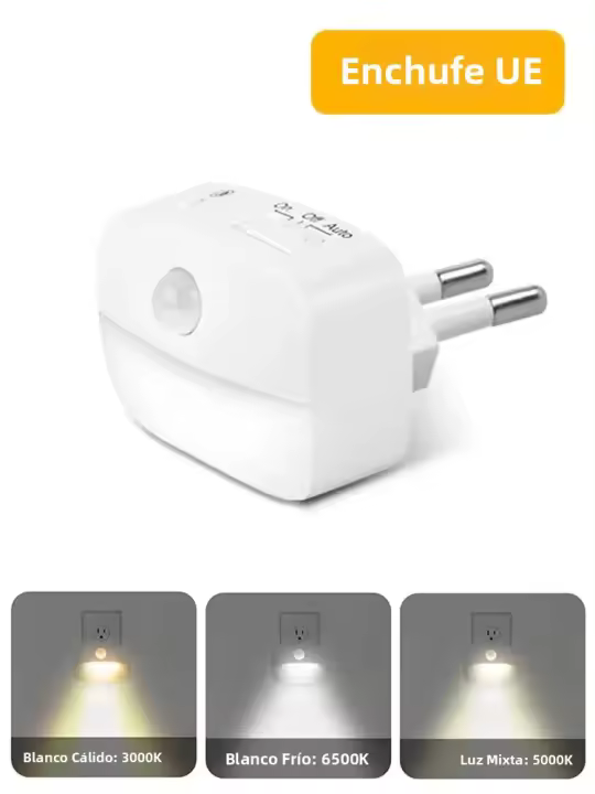 Lámpara Nocturna LED Con Sensor De Movimiento Para Cocina Dormitorio Pasillo Y Escaleras US EU Plug 3 Colores Temperatura - 1