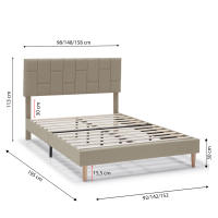 Estructura de Cama tapizada Sorni de 30 cm, 90x190 cm, color Beige VS Venta-Stock - details 0