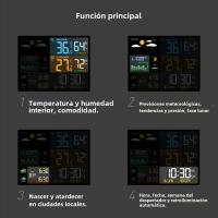 Reloj De Mesa Digital Con Estación Del Tiempo Medidor De Temperatura Y Humedad Para Interior Y Exterior Previsión Del Clima Sin Pilas Incluidas - details 2