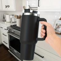 Taza De Viaje Inmunda De 40oz Con Estampado De Leopardo Y Palanca De Acero Inoxidable Reutilizable Para Deportes Al Aire Libre Y Camping - details 1