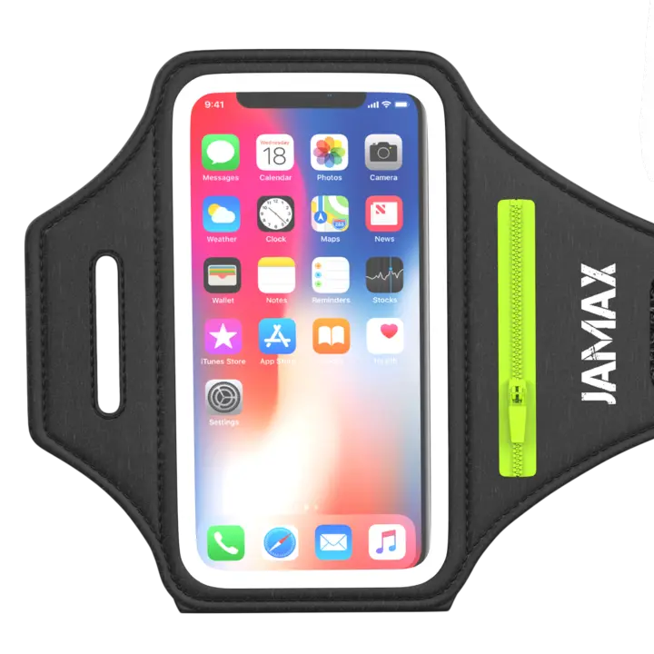 Brazalete Movil Running JAMAX | Porta Movil Running | Brazalete Deportivo Ajustable para Correr | Funda movil para Correr Compatible (Negro) - 1