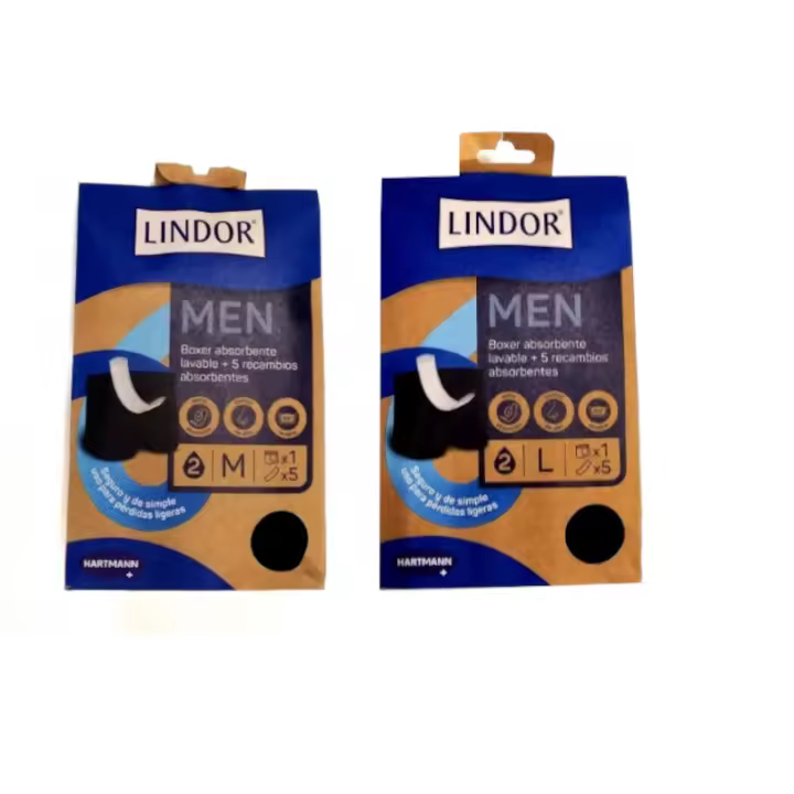 LINDOR MEN BOXER ABSORBENTE 5 RECAMBIOS 2 GOTAS - 1