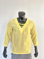 Camisa De Hombre Casual Verano Sin Capucha V-Neck Con Cordones Color Sólido Tres Cuartos Manga Cuello V De Encaje Para Comercio Exterior - details 5