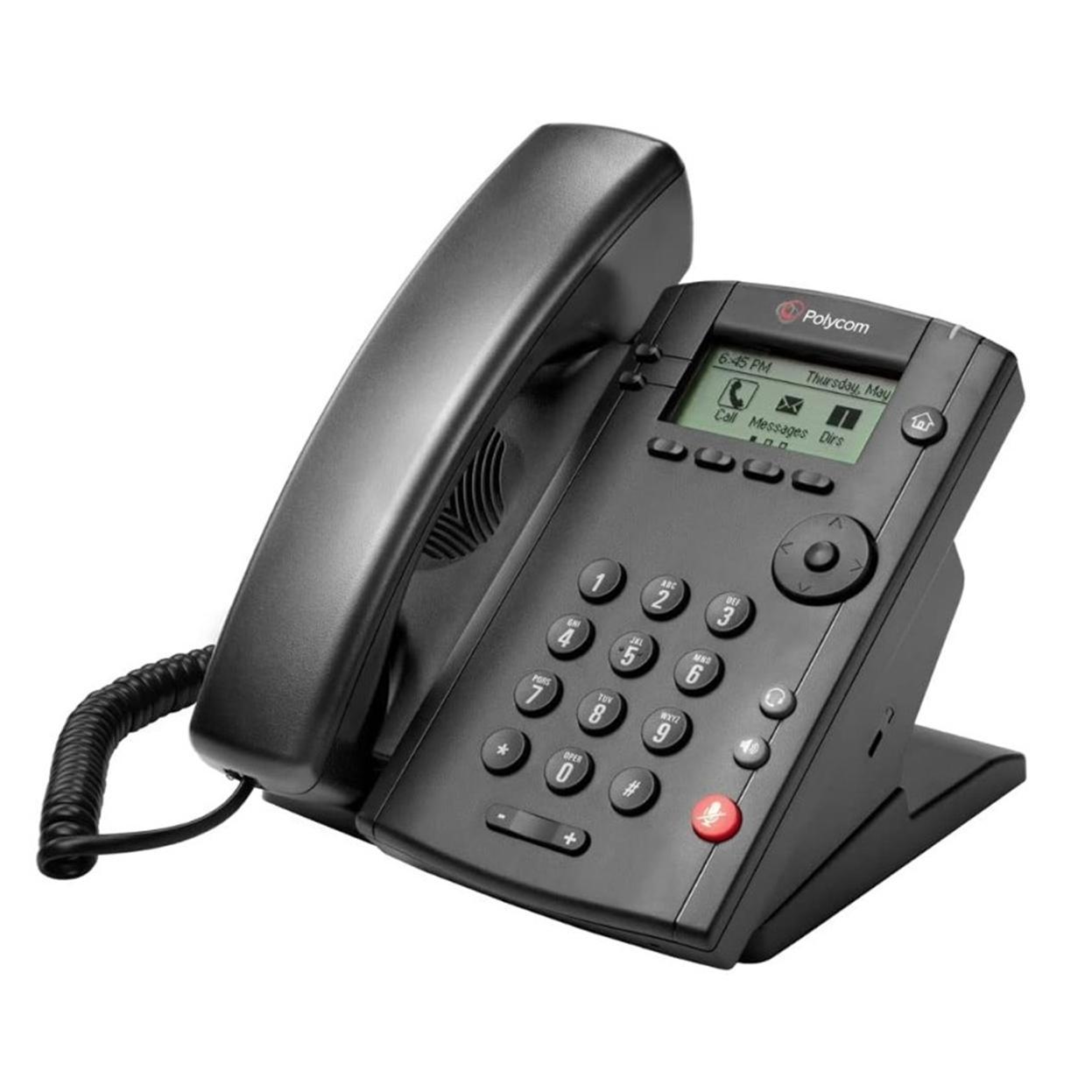 Polycom VVX 101 Teléfono IP| SIP 2200-40250-025 | 1 línea SIP | Teléfono fijo VoIP | Audio HD Voice | Pantalla LCD monocroma | PoE | Centralita IP | Oficina | Empresa | Teléfono básico profesional | SIP Phone | Altavoz manos libres