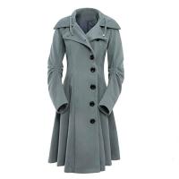 Chaqueta Trench Gothica Larga Y Ajustada Con Cuello Asimétrico Y Botones Elegante Y2k Streetwear Para Mujer Vintage - details 2