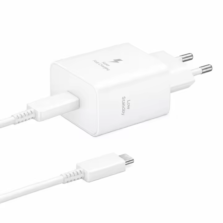 Cargador Samsung 45W USB C con Cable de 1,8 m | Carga Ultra Rápida Super Fast 2.0 | Adaptador de Corriente Tipo C a C | Compatible Galaxy S22/S23/S24, A54, Tab, Z Fold – Negro - 1