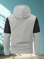 Chaqueta De Hombre Con Collar Stándar Para Otoño Deportiva a Prueba De Viento Con Cierre De Cremallera Y Gorro Caliente Casual Con Varios Bolsillos Ropa De Exterior Para Escalada - details 4