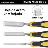 Juego De 9 Piezas De Taladro De Madera Para Carpintería Profesional Herramientas DIY Juego De Cincel De Grabado De Madera Con Mango Redondo Material De Hoja De Acero Cromo-vanadio - details 2