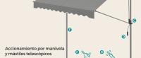 SONGMICS Toldo Retráctil Exterior, Toldo Regulable en Altura de 220-300 cm, con Manivela para Balcón, Jardín, Patio, 200 x 120 cm, Gris - details 2