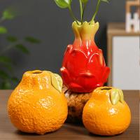 Vaso De Flor Cerámico Creativo En Forma De Fruta Decoración De Escritorio Para Oficina Y Jardín Hidroponía Ornamento De Mesa - details 1