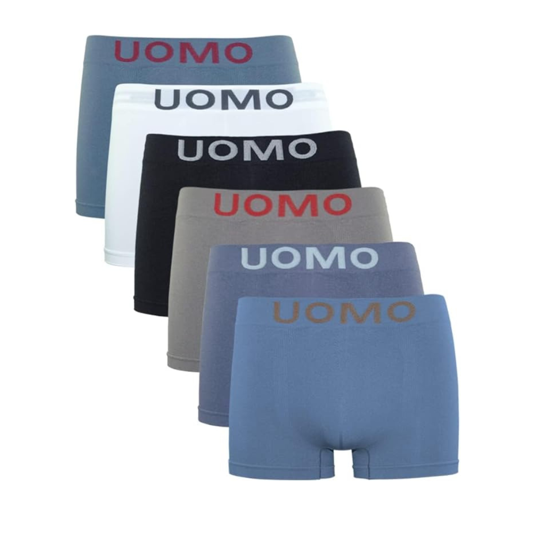 Calzoncillos Licra Sin Costuras Boxer Hombre Suaves, Elásticos y Cómodos - UOMO Pack 12 o 6 - Comodidad Deportiva Transpirable