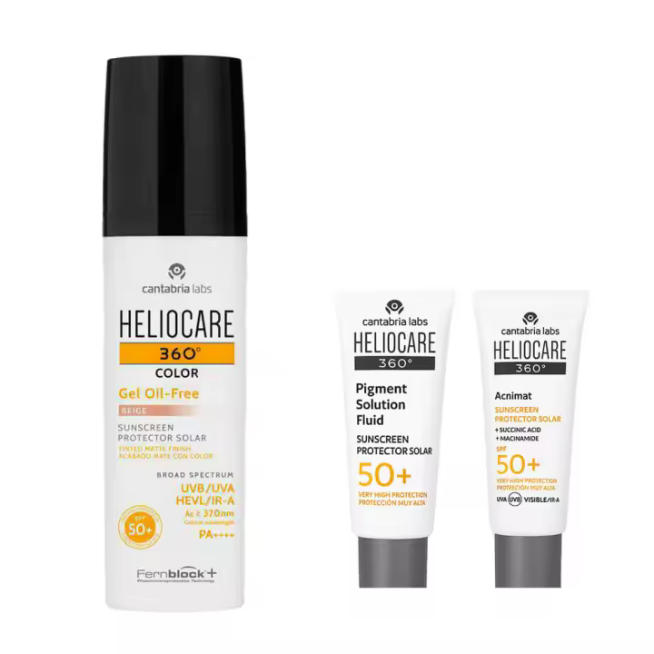 Heliocare 360° Spf 50+ Gel Oil-Free Beige 50 ml + Regalo Pigment Fluid 3 ml y Acnimat Spf50+ 5 ml - 1