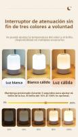 Lámpara De Noche LED Toque Recargable Para Mesa De Noche Iluminación Dimmable Para Dormitorio Lámpara De Lectura Decorativa Incluye Batería - details 6