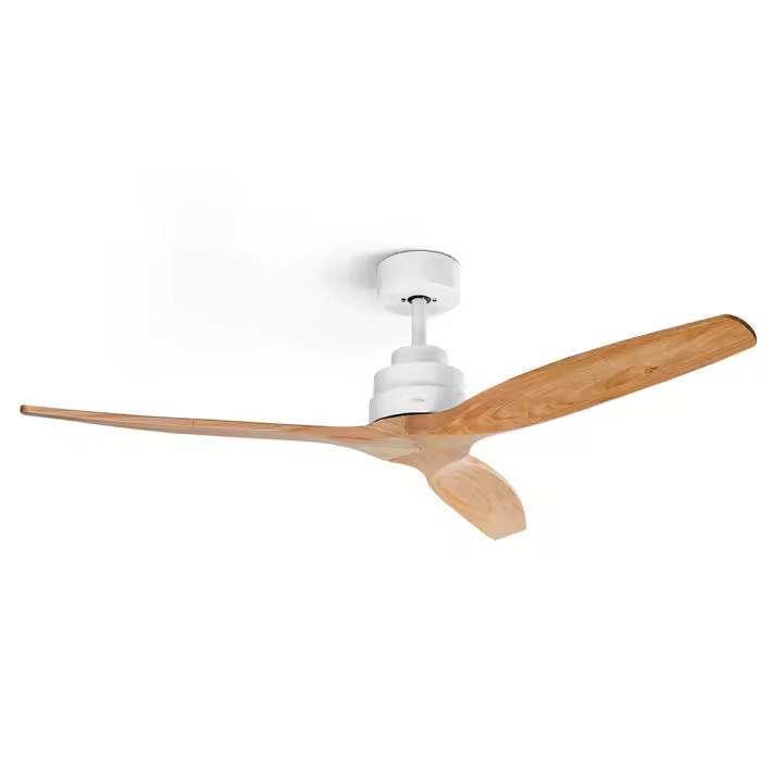 Ufesa - Ventilador de techo Tibet con luz integrada, 3 aspas de madera natural (132 cm), 6 velocidades, modo invierno/verano y temporizador hasta 8 h para salón o dormitorio - 1