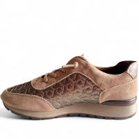Zapatos Deportivos Mujer Flexpies 327N en Piel Beige con Cordones Elásticos - Cómodos, Ultraligeros y con Plantilla de Memory Foam para Uso Diario - details 1