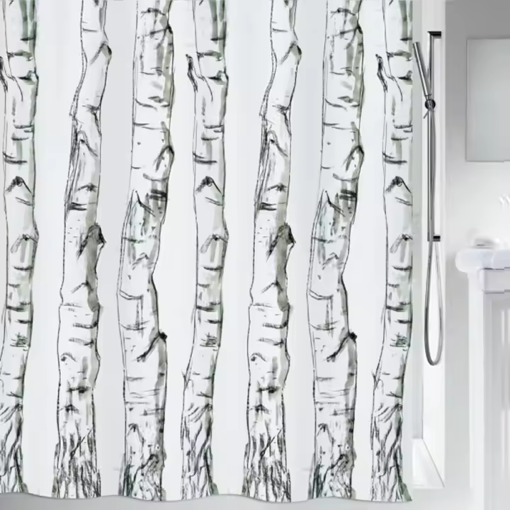 Spirella colección Wood , Cortina de ducha textil 180 x 200, 100% polyester, Negro - 1