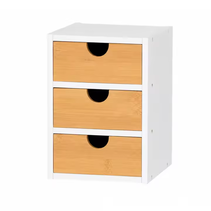 ARISE SHOP - Organizador de Cajones de Bambú Premium | 3 o 4 Niveles | Multiusos para Hogar y Oficina | Madera Ecológica Resistente - Negro/Blanco - 1
