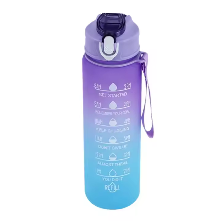 Botella Deportiva De 750ml Color Cambiante Y Neblinosa Arcoíris Con Tapa De Taza Y Tiras De Agua Para Adultos Material Plástico Resistente Al Calor - 1