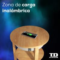Mesa auxiliar altavoz portátil con sonido de 30W, Bluetooth, base de carga inalámbrica, batería de 2200mAh. Mesilla o mesita para dormitorio o sala de estar - TD Systems SM30B11W8B - details 3