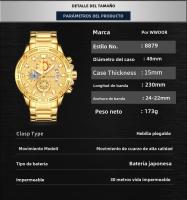 Reloj De Pulsera De Lujo Para Hombre WWOOR En Acero Inoxidable Y Oro Resistente Al Agua Con Cronógrafo Y Display Luminoso - details 11
