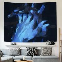Tapiz De Pintura Azul Con Manos Arte Para Pared De Sala De Estar Dormitorio Decoración De Habitación Incluye Kit De Instalación Gratis - details 0