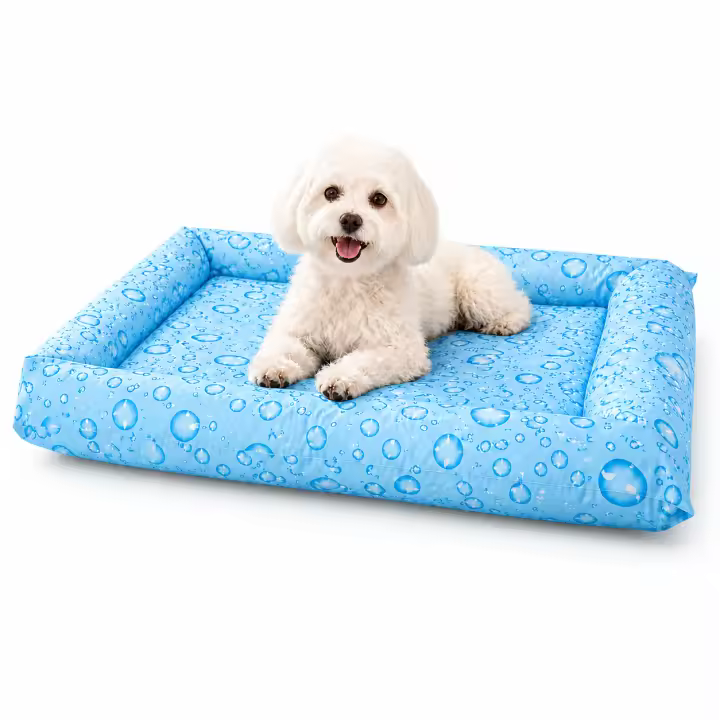 PAWDLE Cama Refrescante cuadrada para Mascotas con Gel Refrescante, Poliéster alta calidad y PVC, Base Acolchada de Esponja, dos tamaños 56 x 46 x 5 cm | 65 x 55 x 5 cm, Colchoneta Fresca de Verano para Perros y Gatos - 1