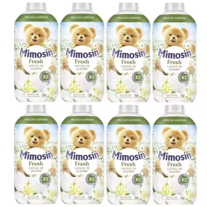 PACK de 8 - Mimosín suavizante concentrado extra fragancia Azul Vital fresh 8 botellas de 56 dosis- Mimosín suavizante concentrado hipoalergénico Suave y Delicado Caricias- Concentrado Sueño de Jazmin - 1