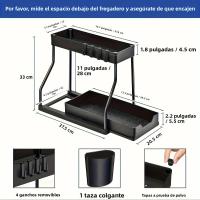 Rack De Almacenamiento Doble Con Cajón Deslizante Para Cocina Organizador De Estante Para Armario De Baño Y Cocina Material ABS - details 5