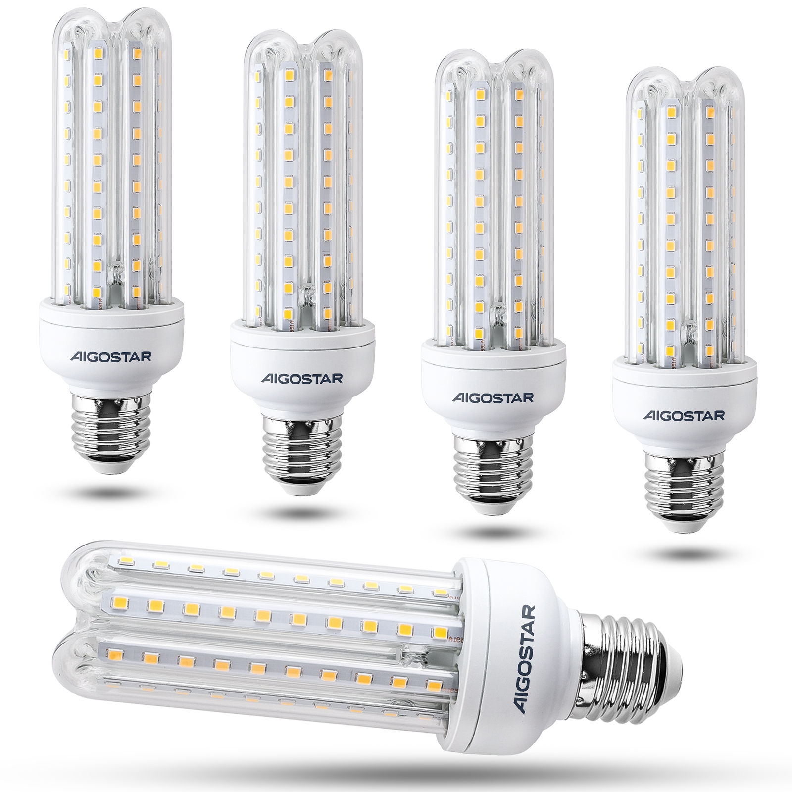Aigostar Bombilla LED E27 Luz Cálida 3000K, Luz Blanca Fría 6500K, Lámpara E27 de 15W, Ángulo 360°, no regulable -Caja de 5 Unidades