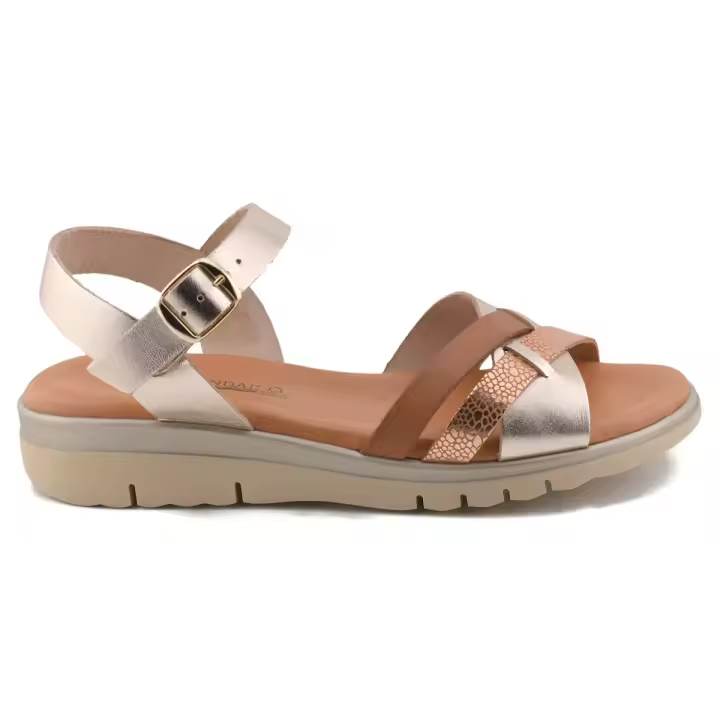 Blusandal |Sandalias piel doradas | Mujer Piel Piel Textil acolchada - 1