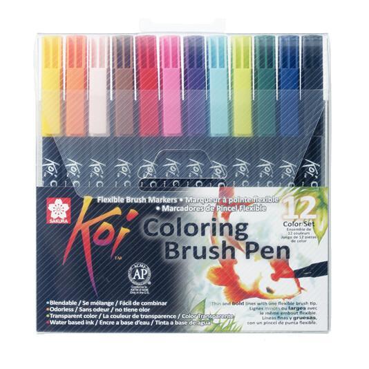 Sakura KOI Coloring Brush Pen - Caja de 12 rotuladores Sakura de alta calidad - Lettering, dibujo, caligrafía, scketching...