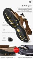 Zapatillas De Playa Para Hombre Cuero Antideslizante Casual Aumento De Altura Cómodas Zapatillas Deportivas Hombre Sandalias De Verano - details 24
