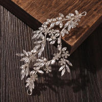 Headband De Plata Con Flor De Cristal Accesorio De Cabello Para Boda Hecho a Mano Diseño Nuevo Para Mujer Vines De Cabello De Novia - details 6
