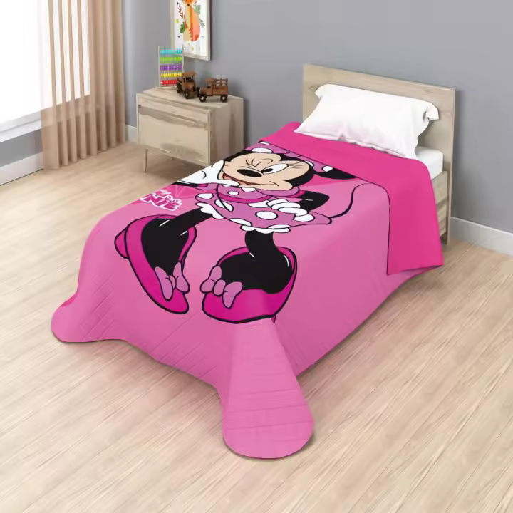 Disney - Colcha Bouti Minnie Mouse Modelo 3 Verano Disney 170 x 250 Cm (Cama 90 - 105 Cm) Rosa, Flores - 1