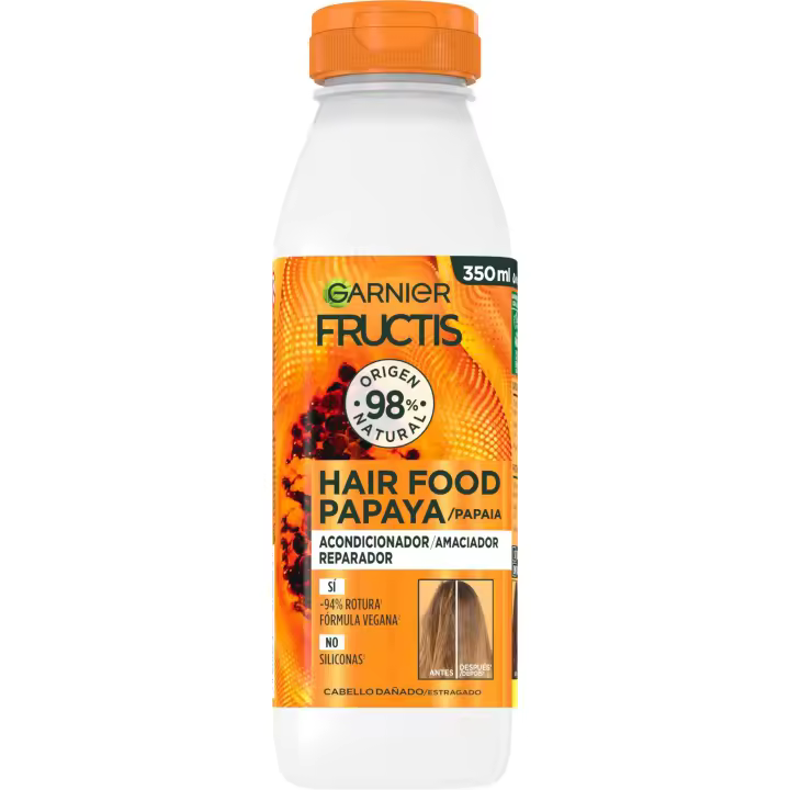 GARNIER Fructis Hair Food Papaya Sets de Champú, Acondicionador o Mascarilla 3 en 1 para Cabello Dañado - 1