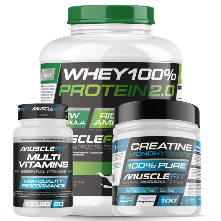 Pack WHEY 2kg + Creatina 300g + Multivitaminas 60 cáps - MuscleFit│Avance Muscular - 1