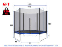 Trampolín Portátil Para Niños De 140 cm/160 cm,Cama Elástica - Trampolín 6 FT/8 FT Ideal Para Regalo De Navidad, Espuma Anticolisión Para Saltar Y Actividades De Trampolín Interior En Trampolín Interior Para 4-15 Años - details 1