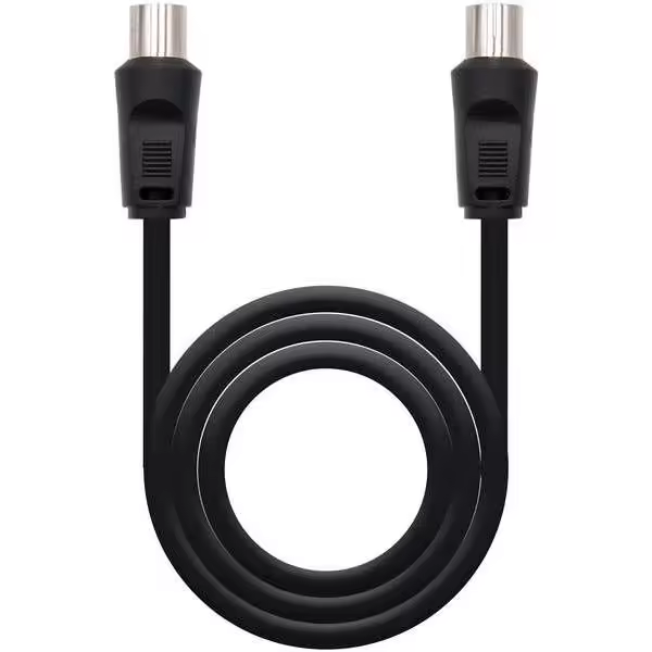 CABLE DE ANTENA NANOCABLE 10.26.0202 - 75 OHM - CONECTORES MACHO/HEMBRA - 1.8M - NEGRO - 1