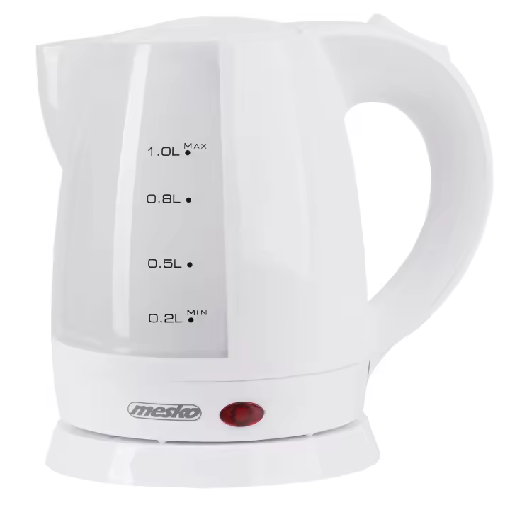 Mesko MS1276 Hervidor Agua Eléctrico, 1,0L, Resistencia Oculta, Inalámbrico, Apagado Automático, Base 360º, 1600W, Blanco - 1