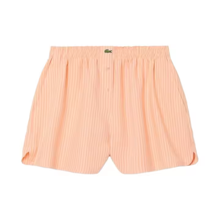 Pantalón Corto Lacoste Naranja Femme Tipo Bóxer de Corte Holgado de Lino Fluido - 1