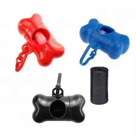 Mediawavestore Porta Bolsas Higiénicas para Perro en Forma de Hueso con Mosquetón y Bolsas Gratis - 1