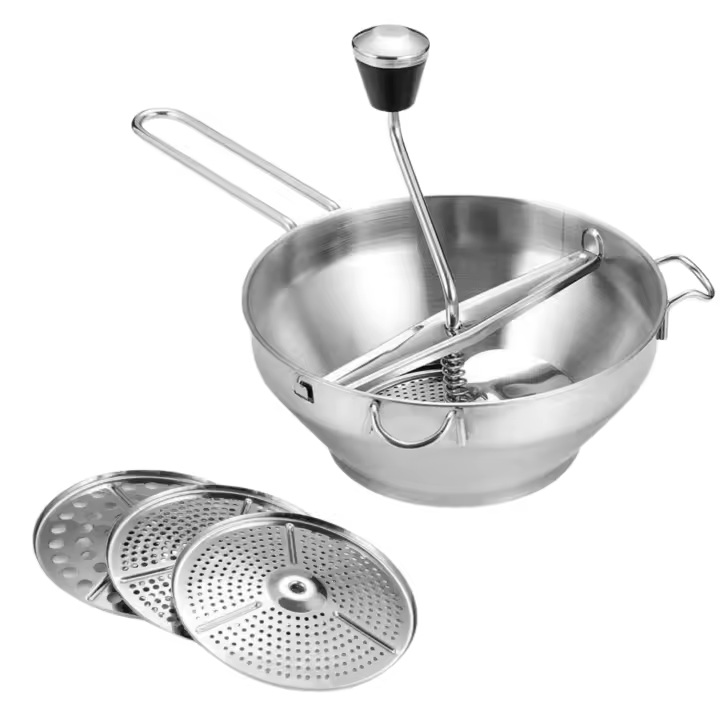 STARLEY-Molino de alimentos ergonómico, molino de granos de acero inoxidable, máquina de molienda de alimentos Manual con 3 discos de molinillo de alimentos para puré de patatas - 1
