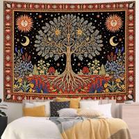 Tapiz De La Vida En Arce Para Decoración De Habitación Y Sala De Estar Estilo Bohemio Nocturno Estelar Colgante De Pared Con Sol Y Luna - details 1