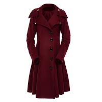 Chaqueta Trench Gothica Larga Y Ajustada Con Cuello Asimétrico Y Botones Elegante Y2k Streetwear Para Mujer Vintage - details 1