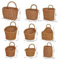 Cesta De Almacenamiento De Cocina Tejida a Mano Imitación Rattan Marrón Con Mango Para Verduras Frutas Flores Organizador Colgante - details 7
