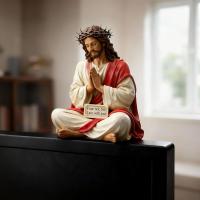 Figura De Resina De Jesús Inspiracional Escultura Religiosa Para Escritorio Compañero De Mesa Para Habitación Baño - details 1