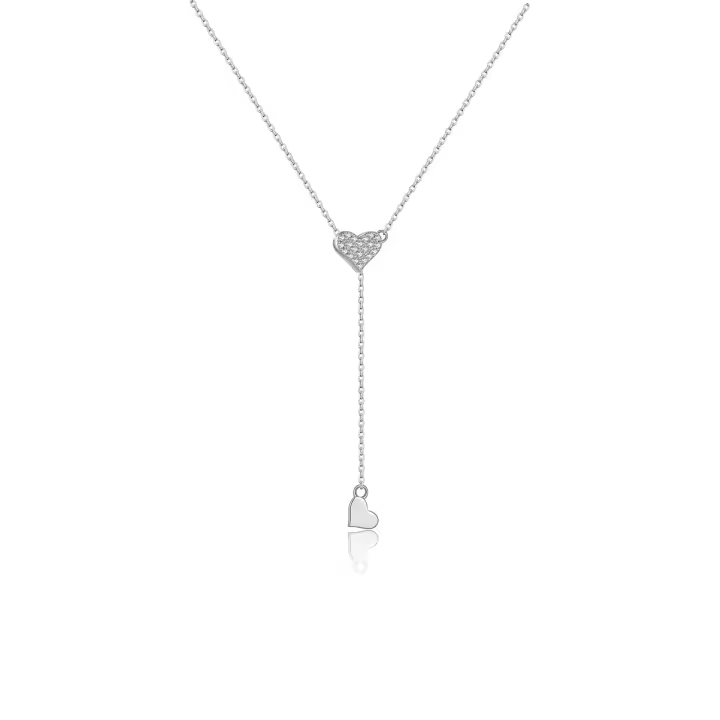 Collar De Corazón Ajustable Para Mujer En Plata 925 Con Cierre Flexible Y Zirconia Joyería Clásica Con Toque Moderno Para Fiesta Aniversario Regalo - 1