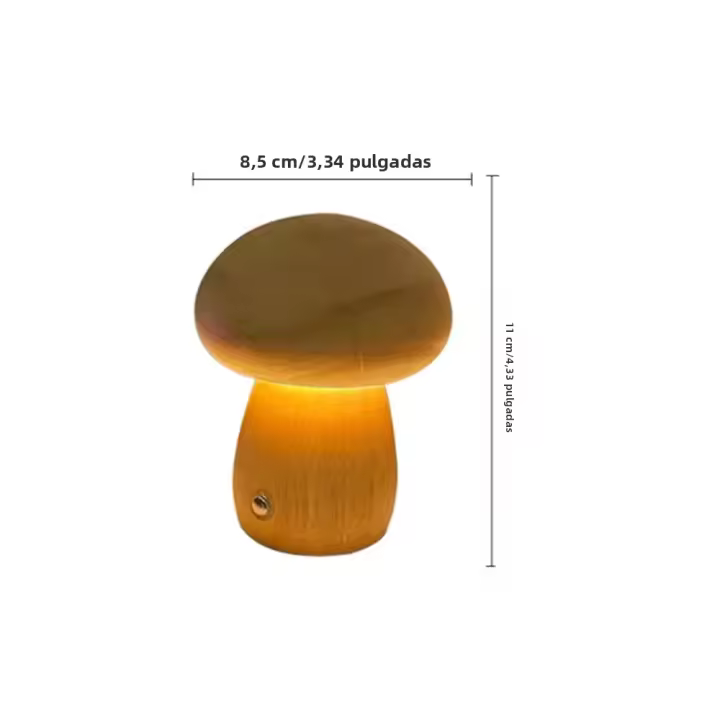Lámpara De Noche Creativa De Madera INS Lámpara De Mesa Para Camastro Iluminación De Habitación Recargable 3 Colores Ajustable Sin Etapas En Forma De Hongos - 1