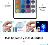 Luz Submarina LED RGB Para Piscina Con Control Remoto 10 LEDs Lámpara Portátil Operada Por Batería Para Acuario Vaso - details 11
